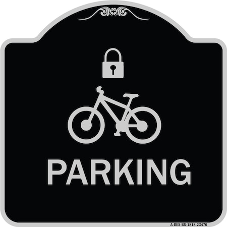 Parking With Cycle And Lock Symbol Heavy-Gauge Aluminum Architectural Sign